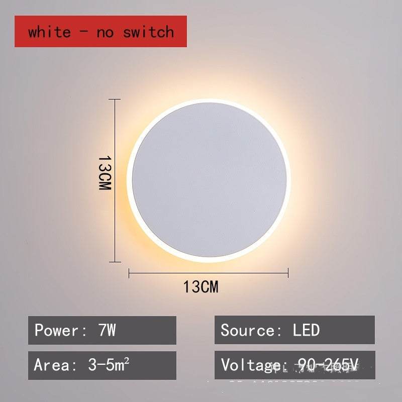 Round Led Wall Lamp Nordic Bedroom Light Bedside Lamp Simple Modern Corridor Aisle Wall Light Bulb