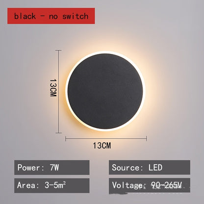 Round Led Wall Lamp Nordic Bedroom Light Bedside Lamp Simple Modern Corridor Aisle Wall Light Bulb