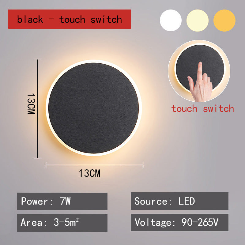 Round Led Wall Lamp Nordic Bedroom Light Bedside Lamp Simple Modern Corridor Aisle Wall Light Bulb