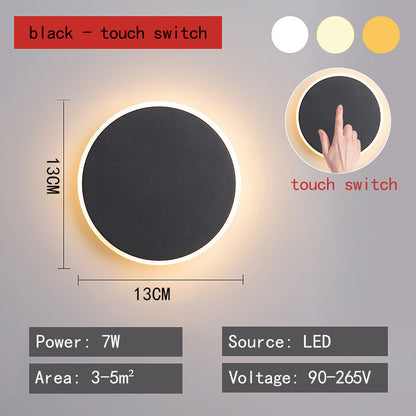 Round Led Wall Lamp Nordic Bedroom Light Bedside Lamp Simple Modern Corridor Aisle Wall Light Bulb